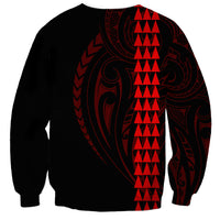 Polynesian Sweatshirt Hawaiian Warrior and Aloha Girl With Hammerhead Shark Tattoos Red LT6 - Polynesian Pride
