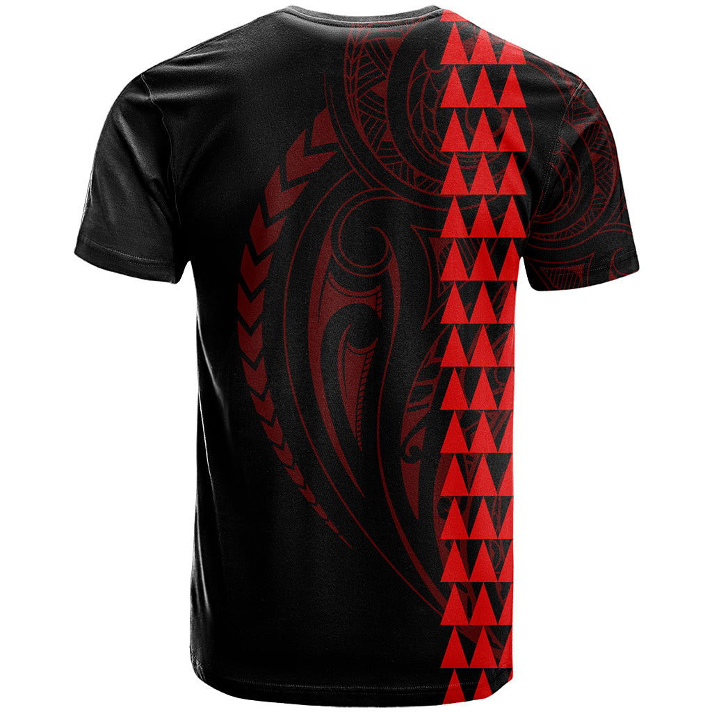 Polynesian T Shirt Hawaiian Warrior and Aloha Girl With Hammerhead Shark Tattoos Red LT6 - Polynesian Pride
