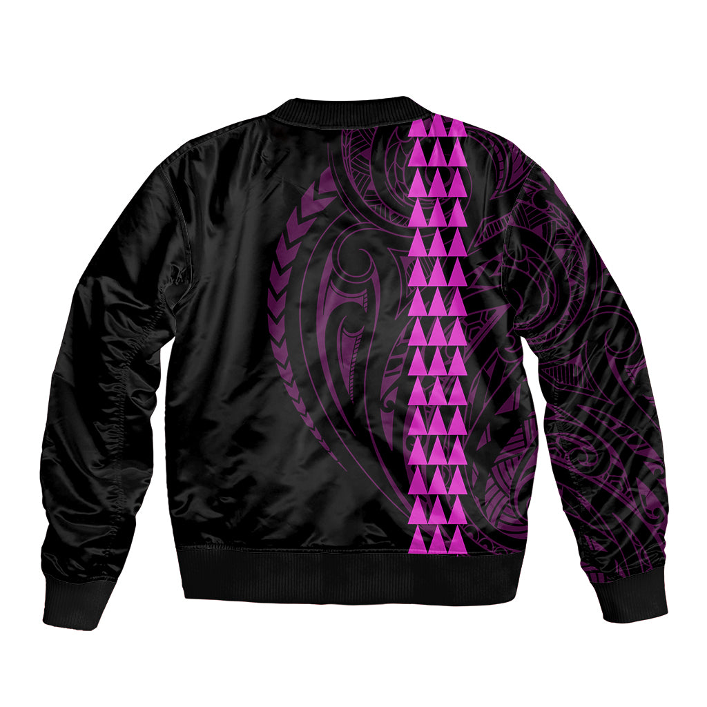 Polynesian Sleeve Zip Bomber Jacket Hawaiian Warrior and Aloha Girl With Hammerhead Shark Tattoos Purple LT6 - Polynesian Pride