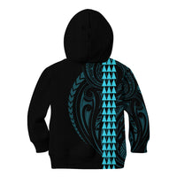 Polynesian Kid Hoodie Hawaiian Warrior and Aloha Girl With Hammerhead Shark Tattoos Light Blue LT6 - Polynesian Pride