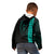 Polynesian Kid Hoodie Hawaiian Warrior and Aloha Girl With Hammerhead Shark Tattoos Turquoise LT6 - Polynesian Pride