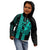 Polynesian Kid Hoodie Hawaiian Warrior and Aloha Girl With Hammerhead Shark Tattoos Turquoise LT6 - Polynesian Pride