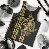 Polynesian Men Tank Top Hawaiian Warrior and Aloha Girl With Hammerhead Shark Tattoos Gold LT6 Gold - Polynesian Pride