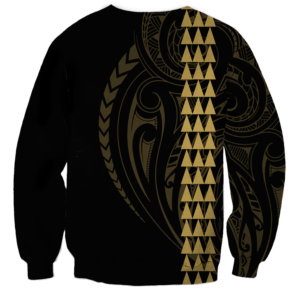 Polynesian Sweatshirt Hawaiian Warrior and Aloha Girl With Hammerhead Shark Tattoos Gold LT6 - Polynesian Pride