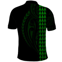 Polynesian Polo Shirt Hawaiian Warrior and Aloha Girl With Hammerhead Shark Tattoos Green LT6 - Polynesian Pride