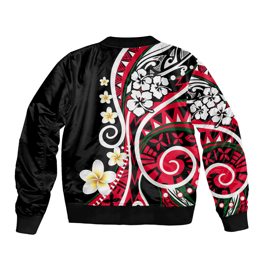 Plumeria Polynesian Bomber Jacket Trending Red LT6 - Polynesian Pride