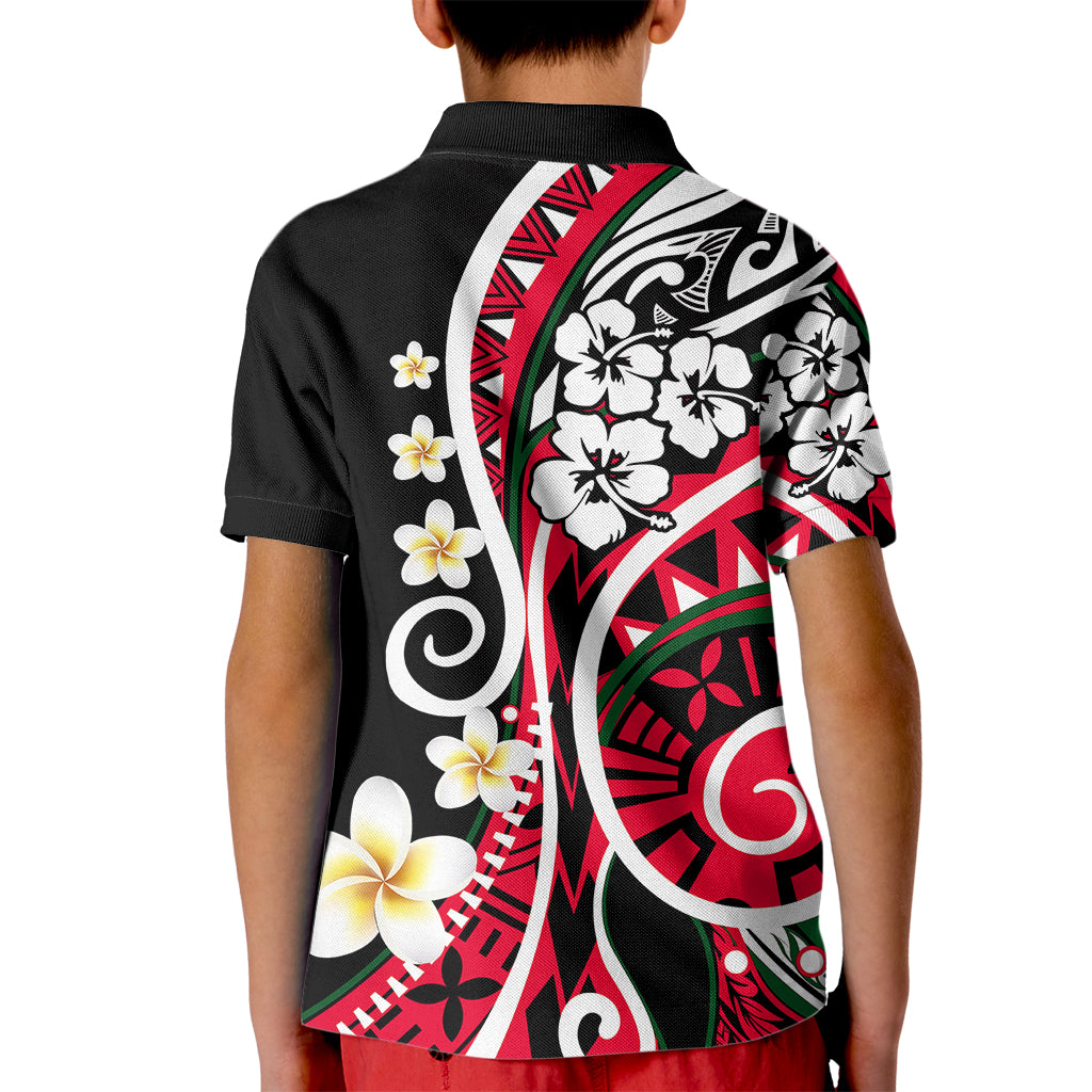 Plumeria Polynesian Kid Polo Shirt Trending Red LT6 - Polynesian Pride