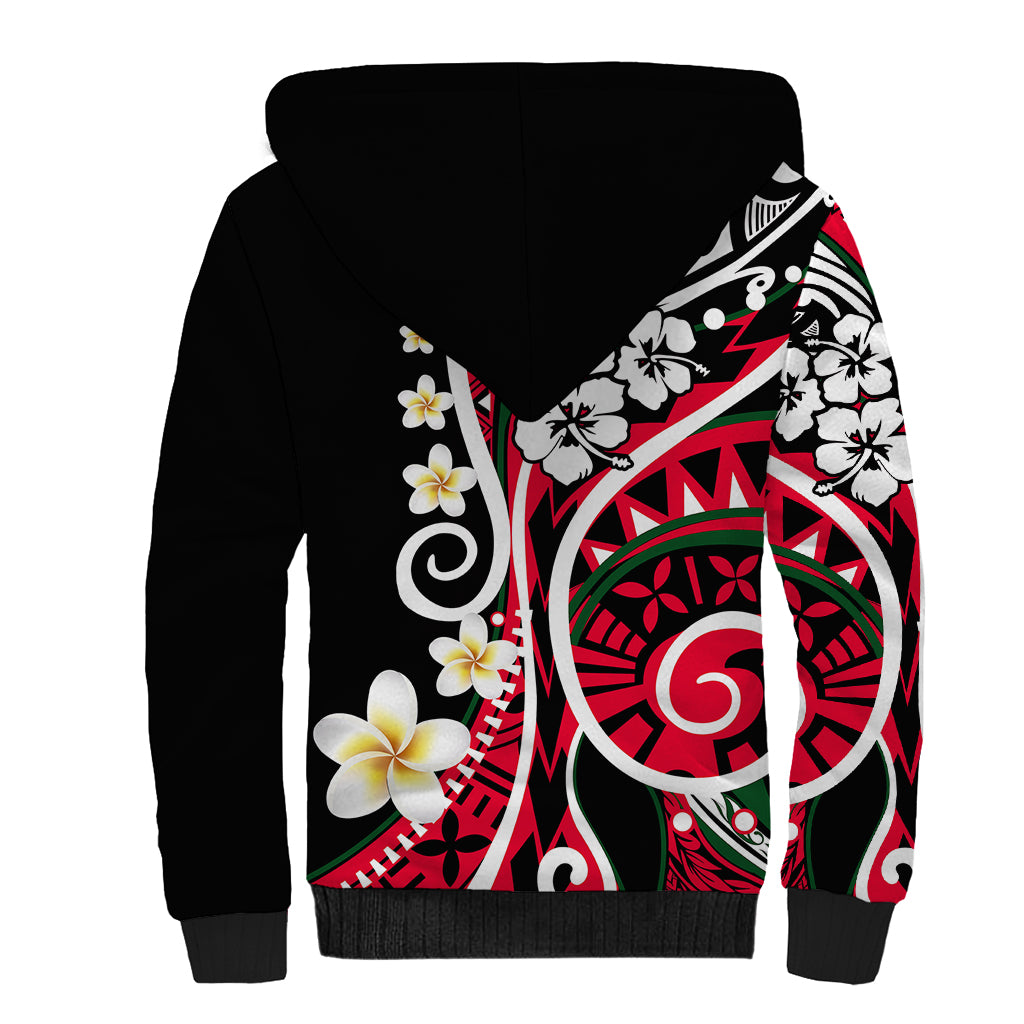 Plumeria Polynesian Sherpa Hoodie Trending Red LT6 - Polynesian Pride