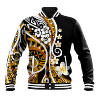 Plumeria Polynesian Baseball Jacket Trending Gold LT6 Unisex Gold - Polynesian Pride