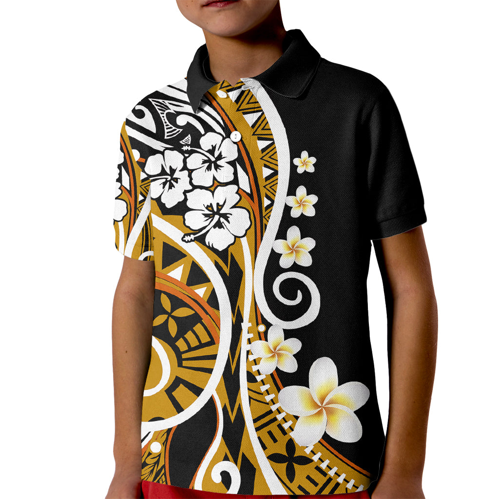 Plumeria Polynesian Kid Polo Shirt Trending Gold LT6 Kid Gold - Polynesian Pride
