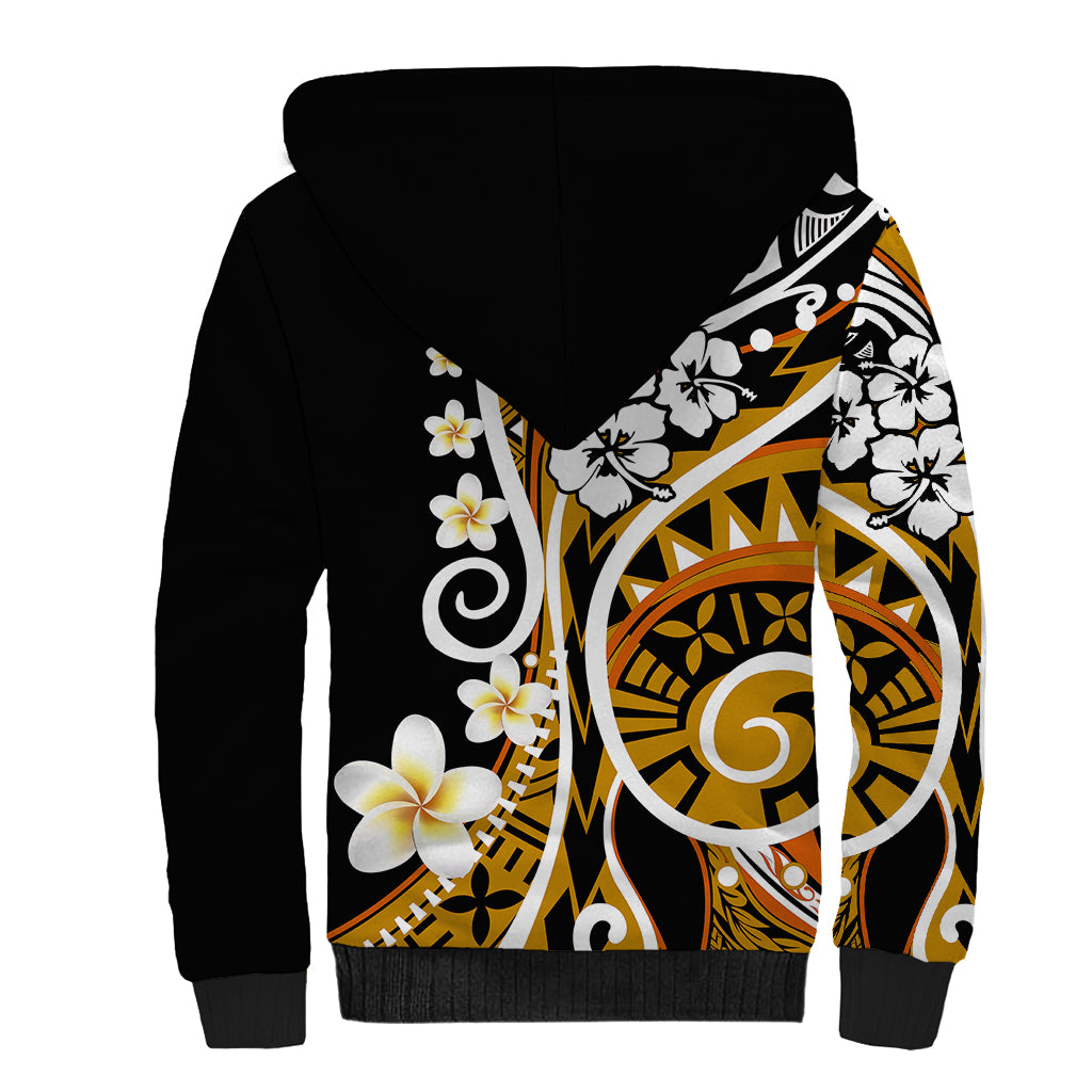 Plumeria Polynesian Sherpa Hoodie Trending Gold LT6 - Polynesian Pride