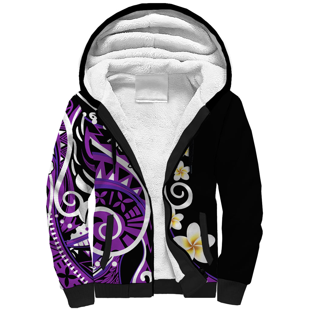 Plumeria Polynesian Sherpa Hoodie Trending Purple LT6 Unisex Purple - Polynesian Pride