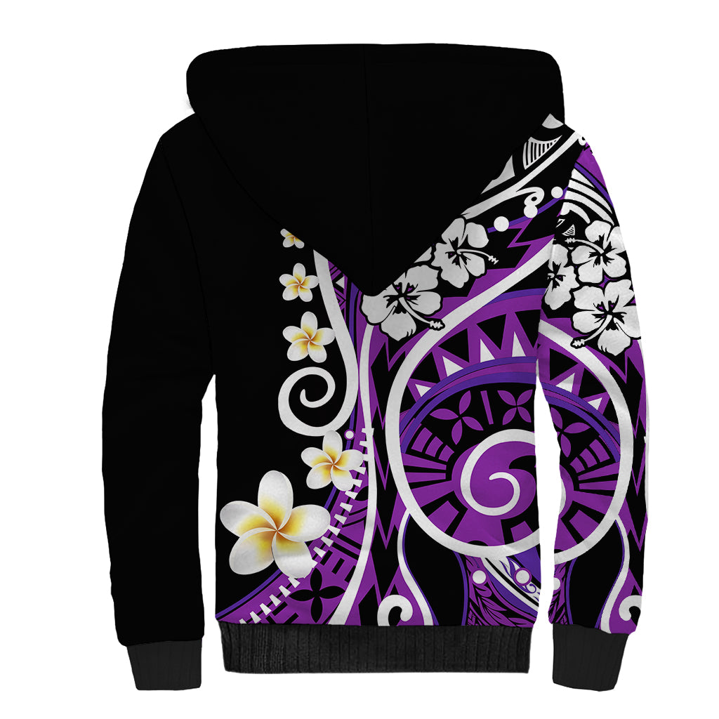 Plumeria Polynesian Sherpa Hoodie Trending Purple LT6 - Polynesian Pride