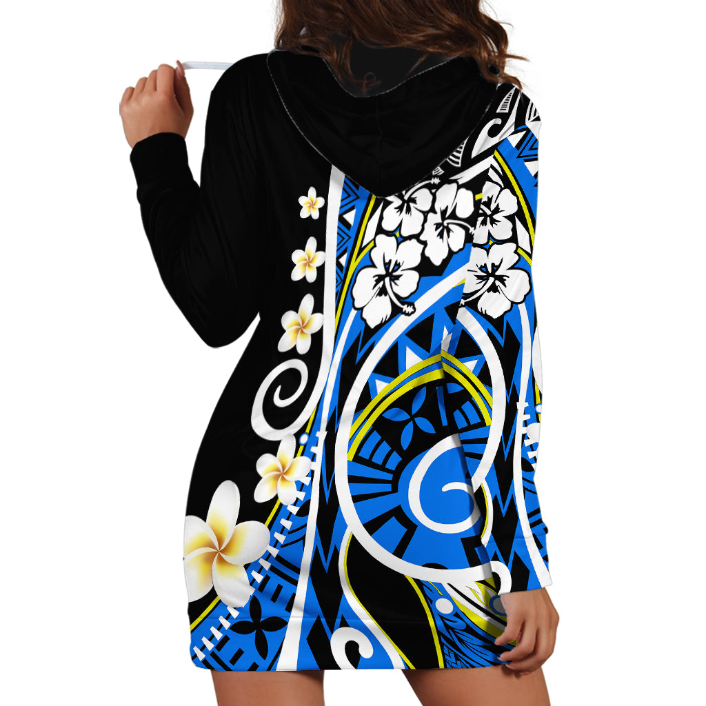 Plumeria Polynesian Hoodie Dress Trending Blue LT6 - Polynesian Pride