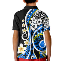 Plumeria Polynesian Kid Polo Shirt Trending Blue LT6 - Polynesian Pride