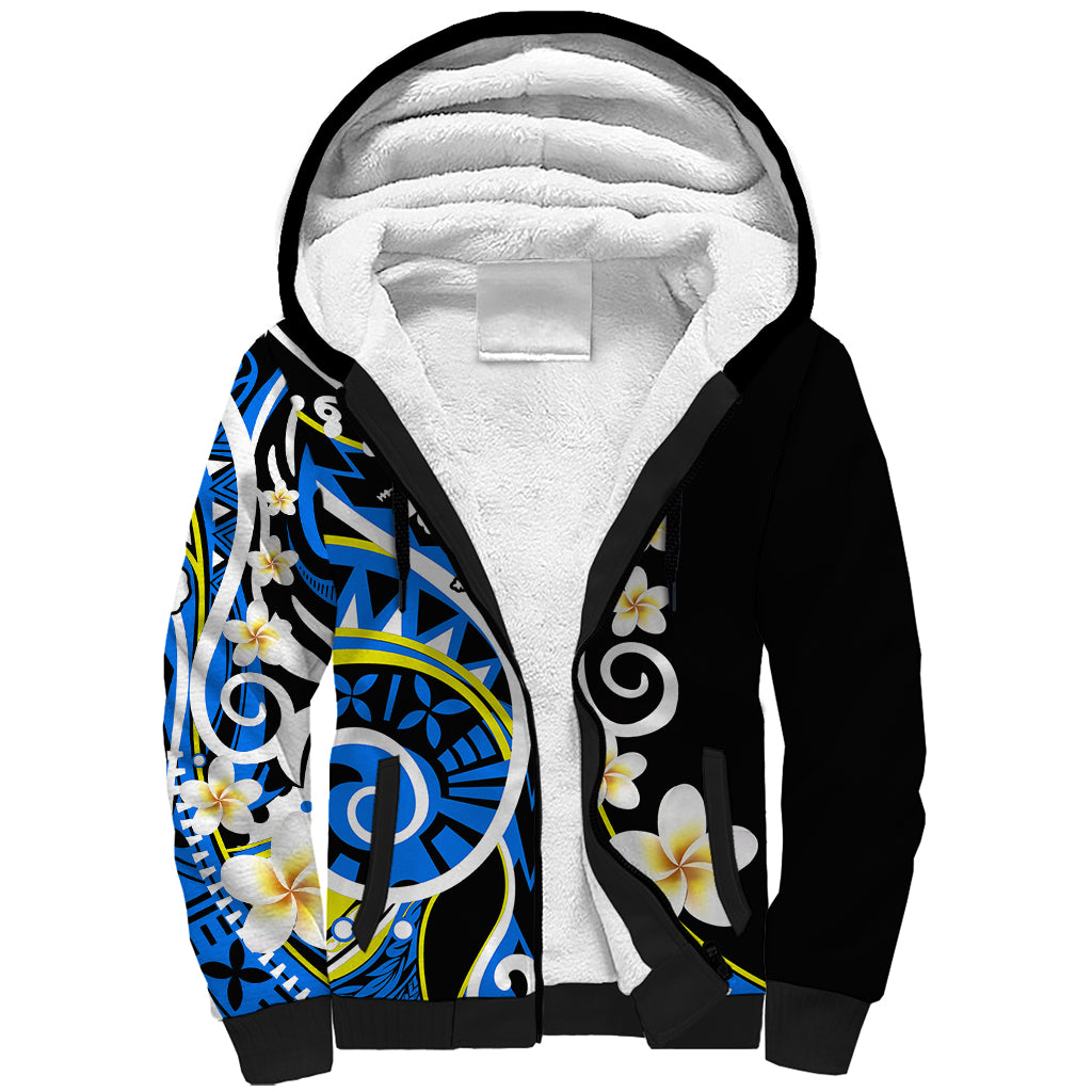 Plumeria Polynesian Sherpa Hoodie Trending Blue LT6 Unisex Blue - Polynesian Pride