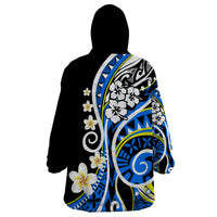 Plumeria Polynesian Wearable Blanket Hoodie Trending Blue LT6 - Polynesian Pride