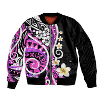 Plumeria Polynesian Bomber Jacket Trending Pink LT6 Unisex Pink - Polynesian Pride