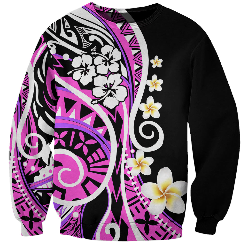 Plumeria Polynesian Sweatshirt Trending Pink LT6 Unisex Pink - Polynesian Pride