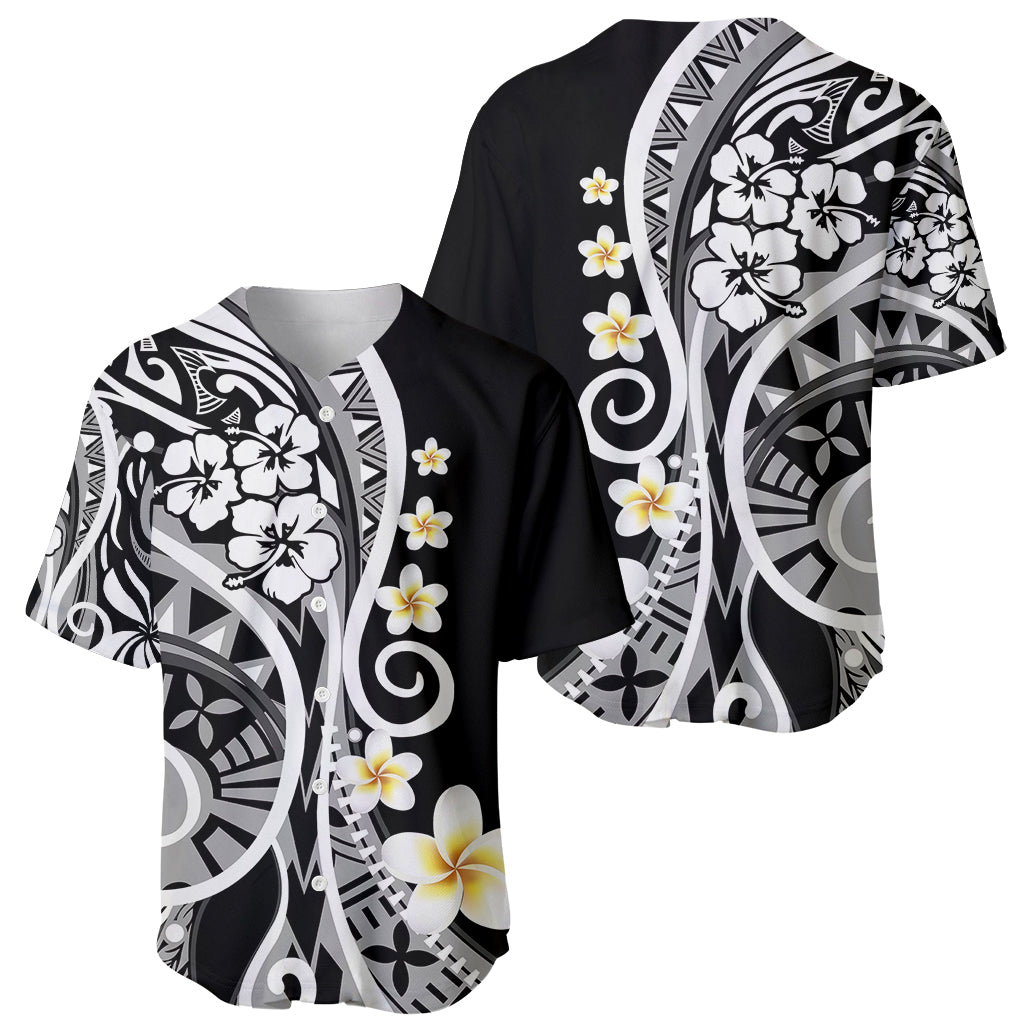 Plumeria Polynesian Baseball Jersey Trending Black LT6 - Polynesian Pride