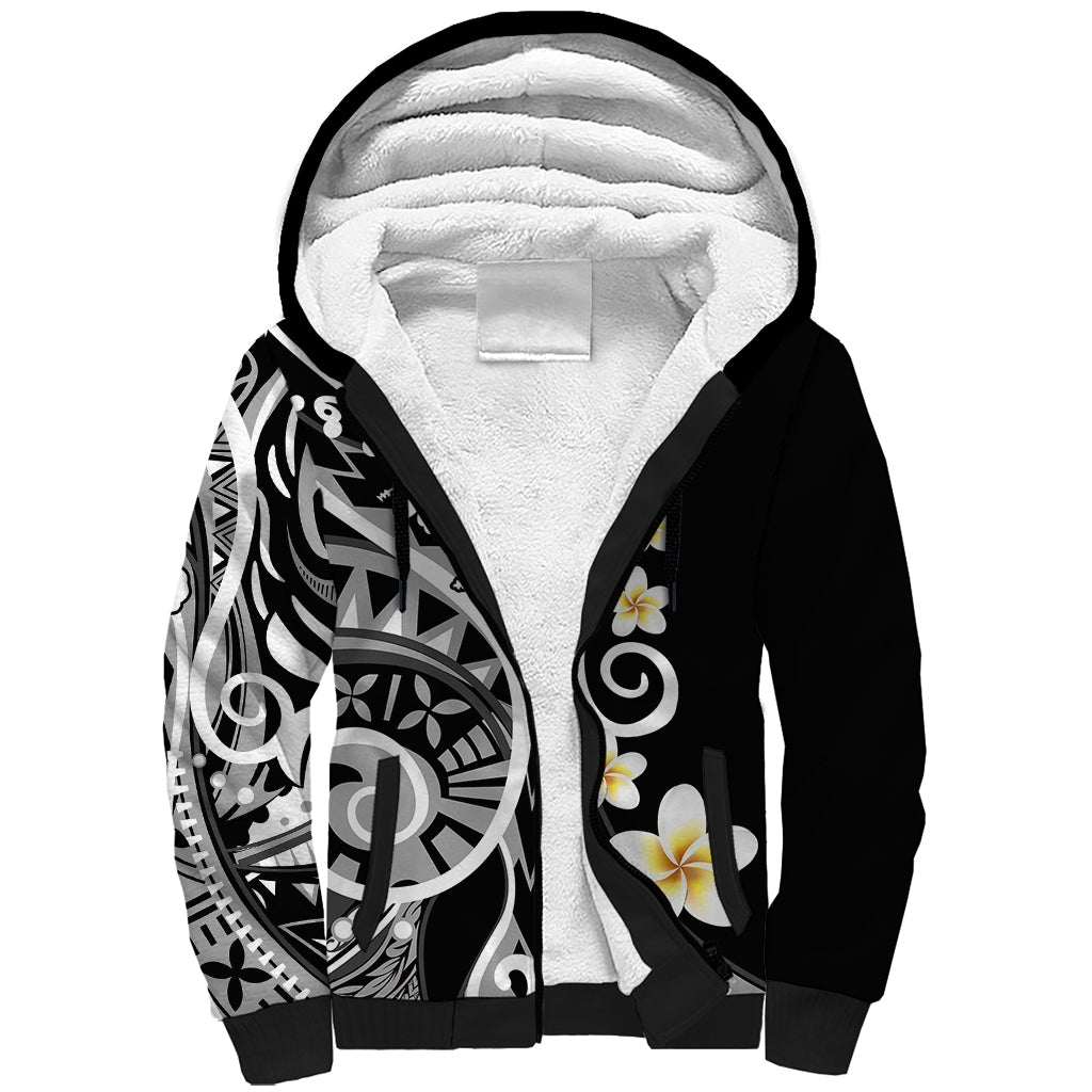 Plumeria Polynesian Sherpa Hoodie Trending Black LT6 Unisex Black - Polynesian Pride