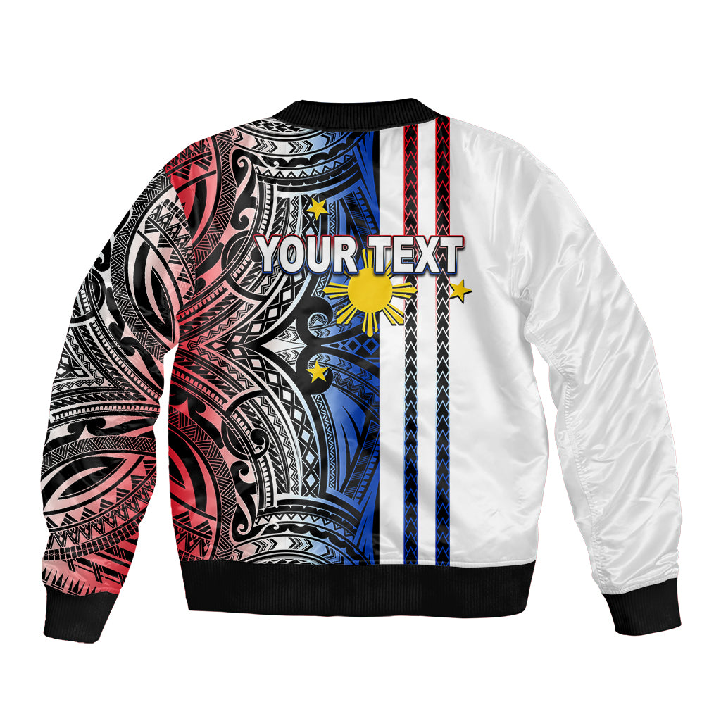 Custom Philippines Bomber Jacket Polynesian Tribal White LT6 - Polynesian Pride