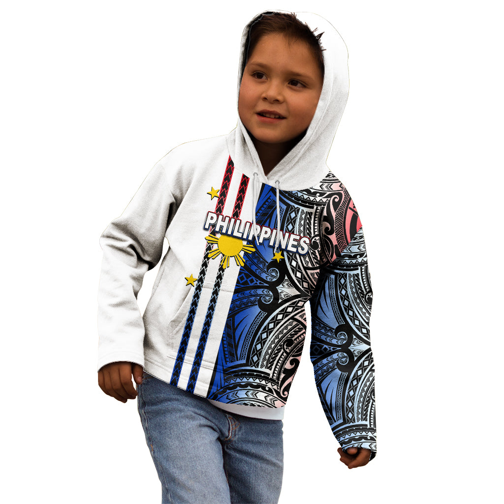 Custom Philippines Kid Hoodie Polynesian Tribal White LT6 - Polynesian Pride