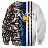 Custom Philippines Sweatshirt Polynesian Tribal White LT6 - Polynesian Pride