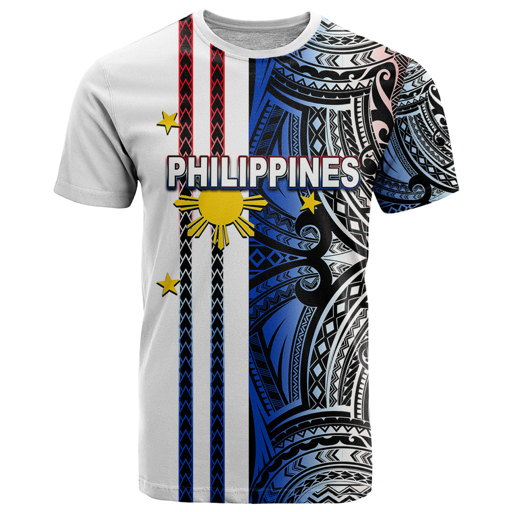 Custom Philippines T Shirt Polynesian Tribal White LT6 White - Polynesian Pride