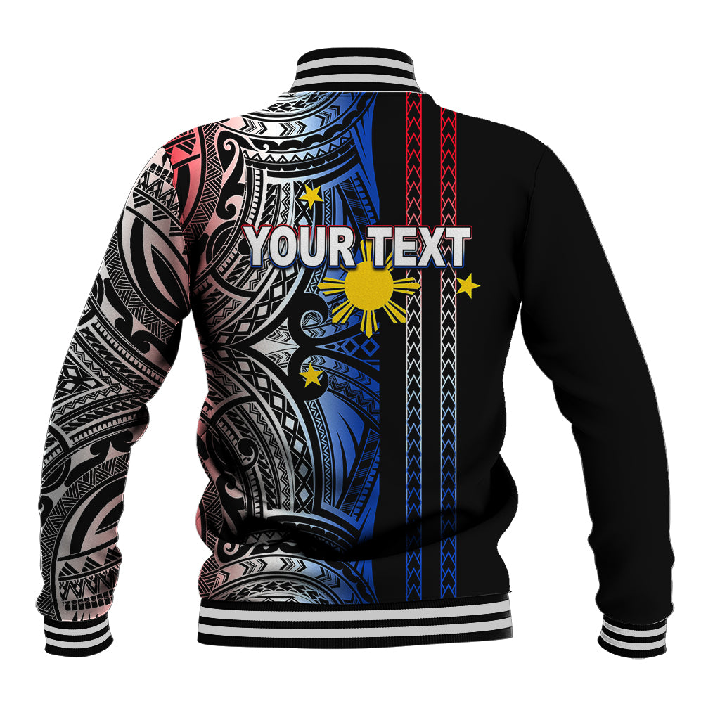 Custom Philippines Baseball Jacket Polynesian Tribal Black LT6 - Polynesian Pride