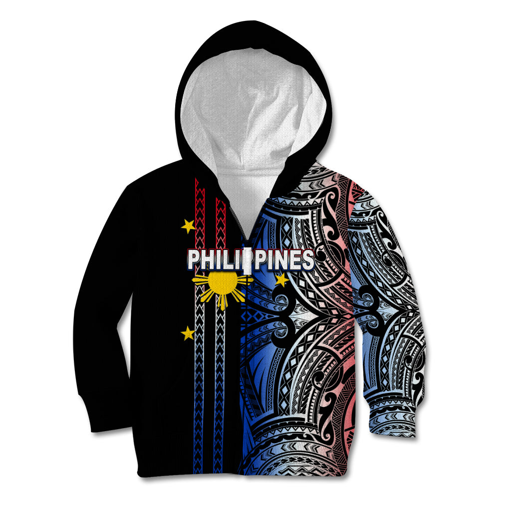 Custom Philippines Kid Hoodie Polynesian Tribal Black LT6 - Polynesian Pride