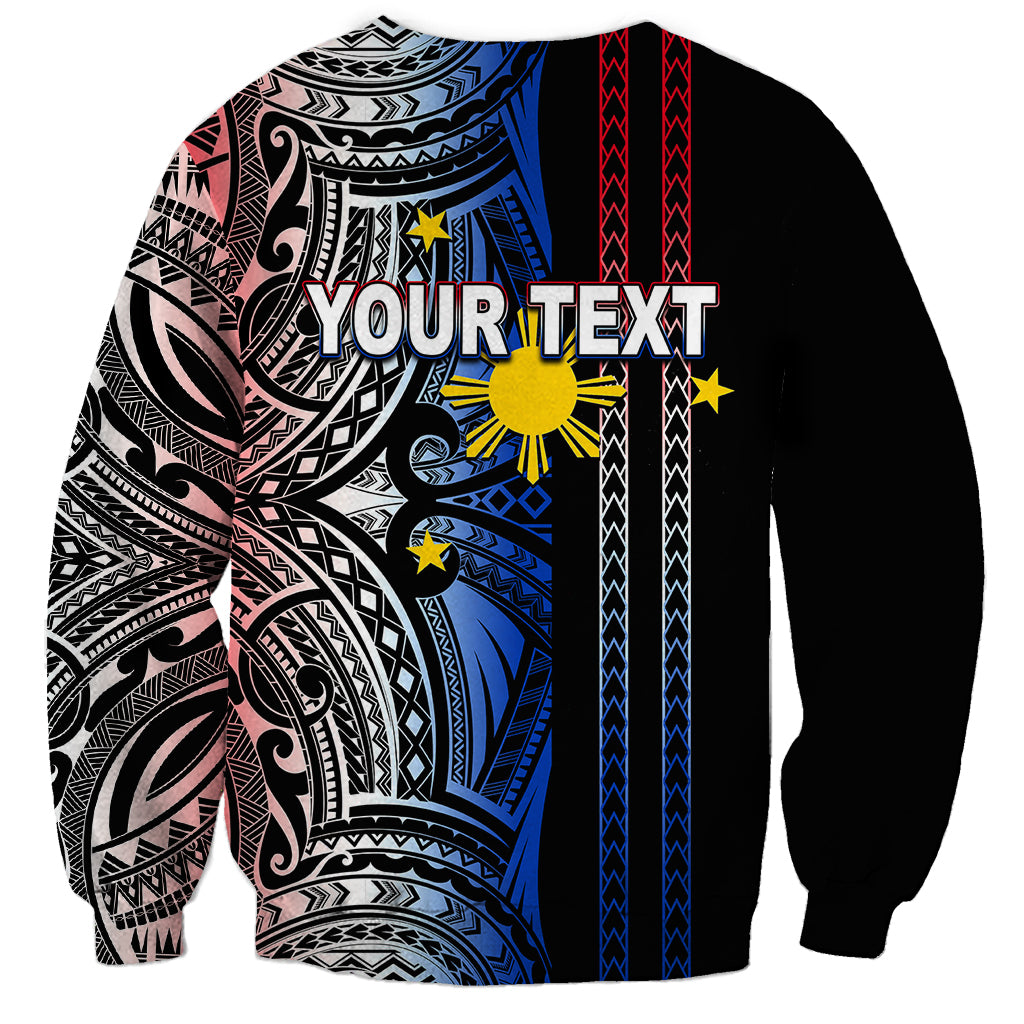 Custom Philippines Sweatshirt Polynesian Tribal Black LT6 - Polynesian Pride