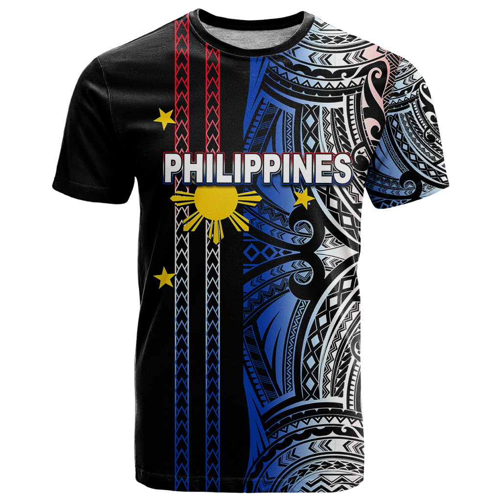Custom Philippines T Shirt Polynesian Tribal Black LT6 Black - Polynesian Pride