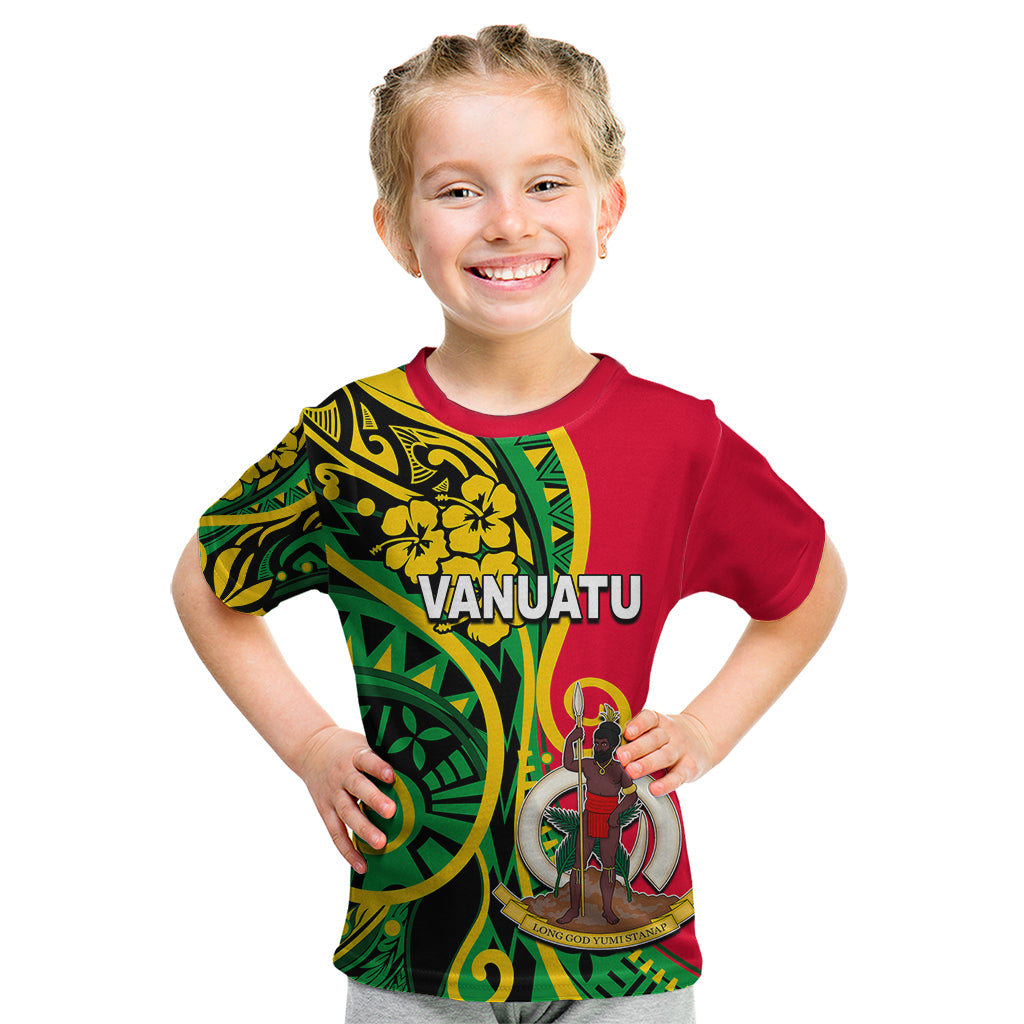 (Custom Personalised) Vanuatu Kid T Shirt Polynesian Patterns LT6 Green - Polynesian Pride