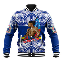 (Custom Personalised) Samoa Pride Baseball Jacket Tribal Patterns Blue LT6 Unisex Blue - Polynesian Pride
