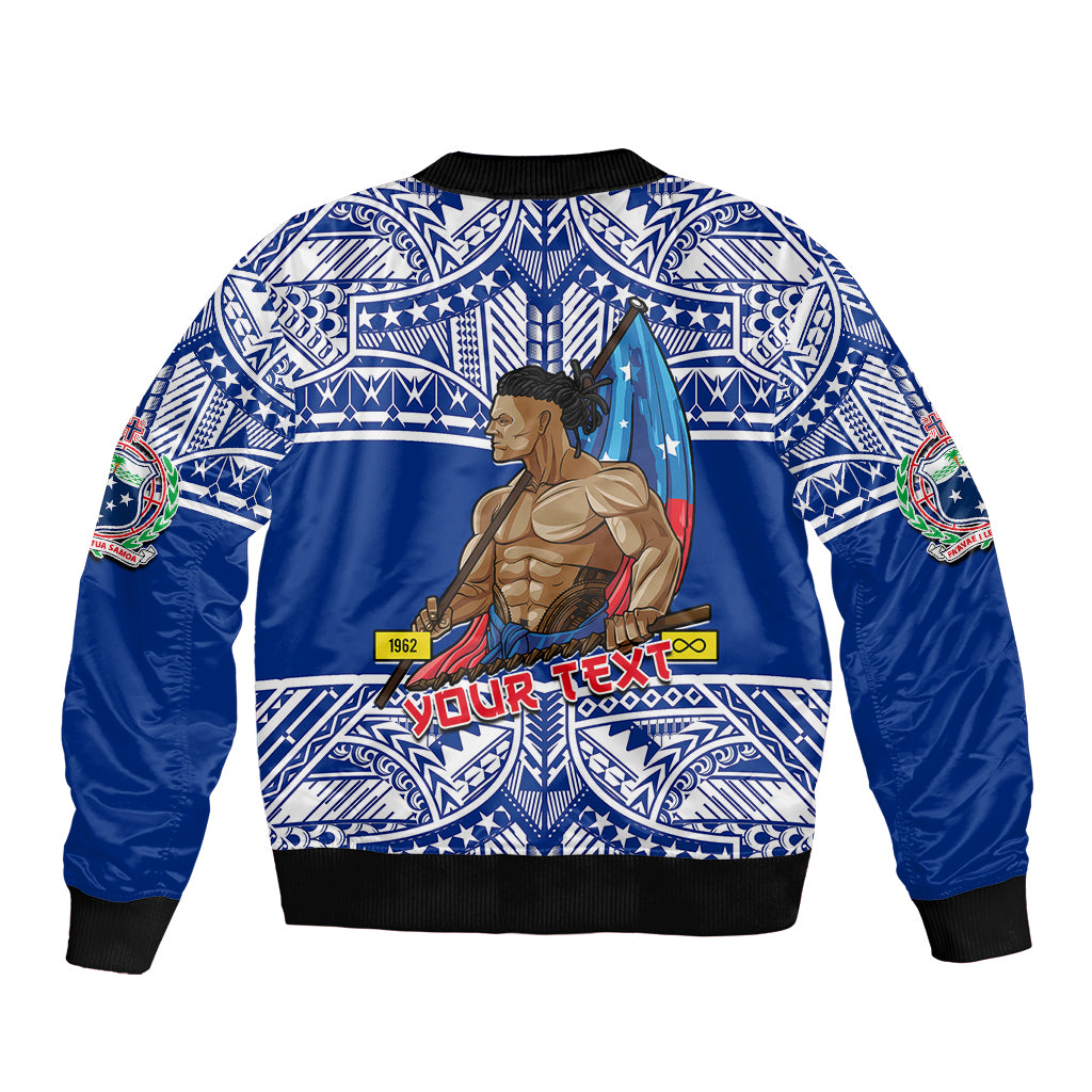 (Custom Personalised) Samoa Pride Bomber Jacket Tribal Patterns Blue LT6 - Polynesian Pride