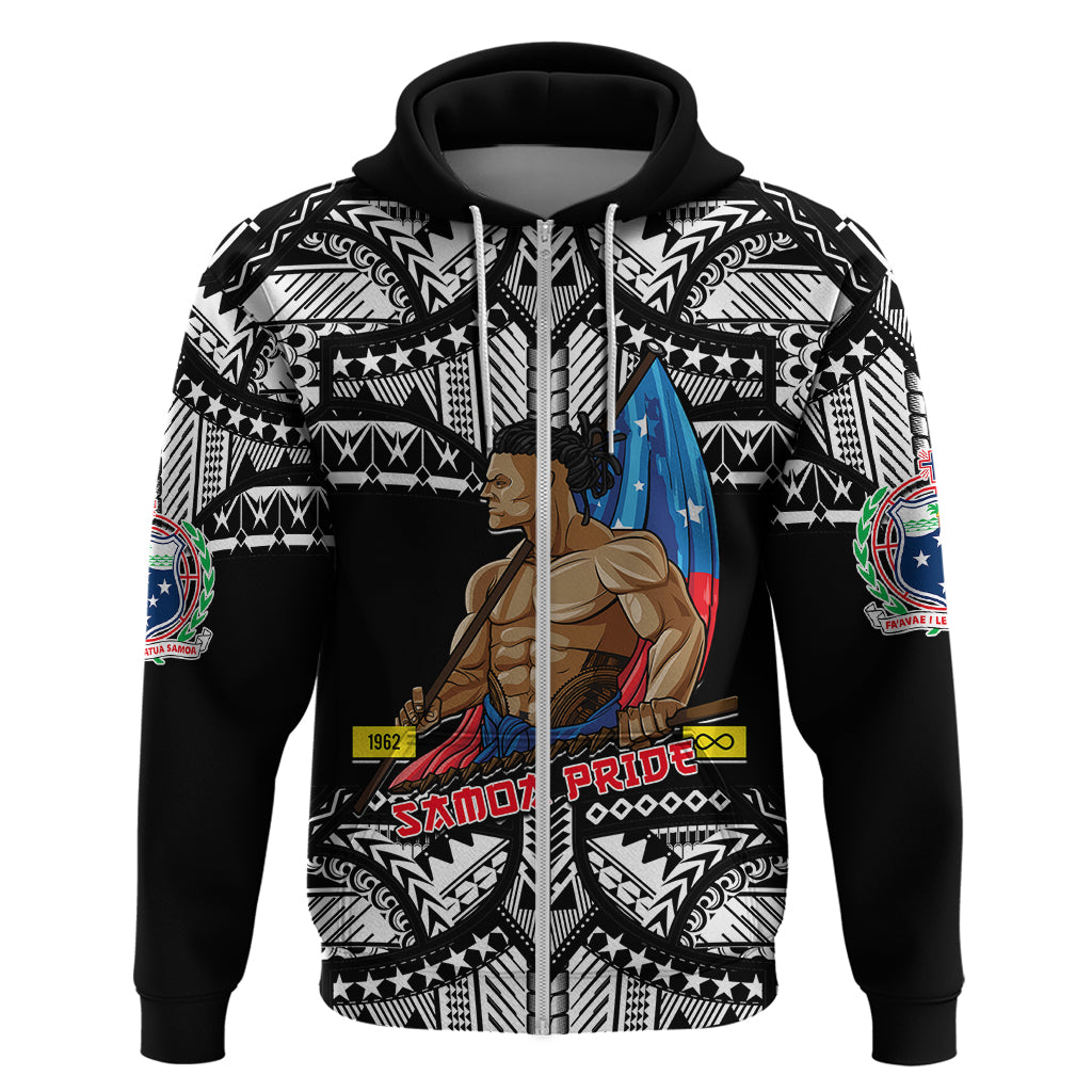Custom Samoa Pride Hoodie Tribal Patterns Black LT6 Zip Hoodie Black - Polynesian Pride
