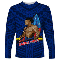 (Custom Personalised) Samoa Pride Long Sleeve Shirt Simple Blue Style LT6 Unisex Blue - Polynesian Pride