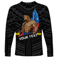 (Custom Personalised) Samoa Pride Long Sleeve Shirt Simple Black Style LT6 - Polynesian Pride
