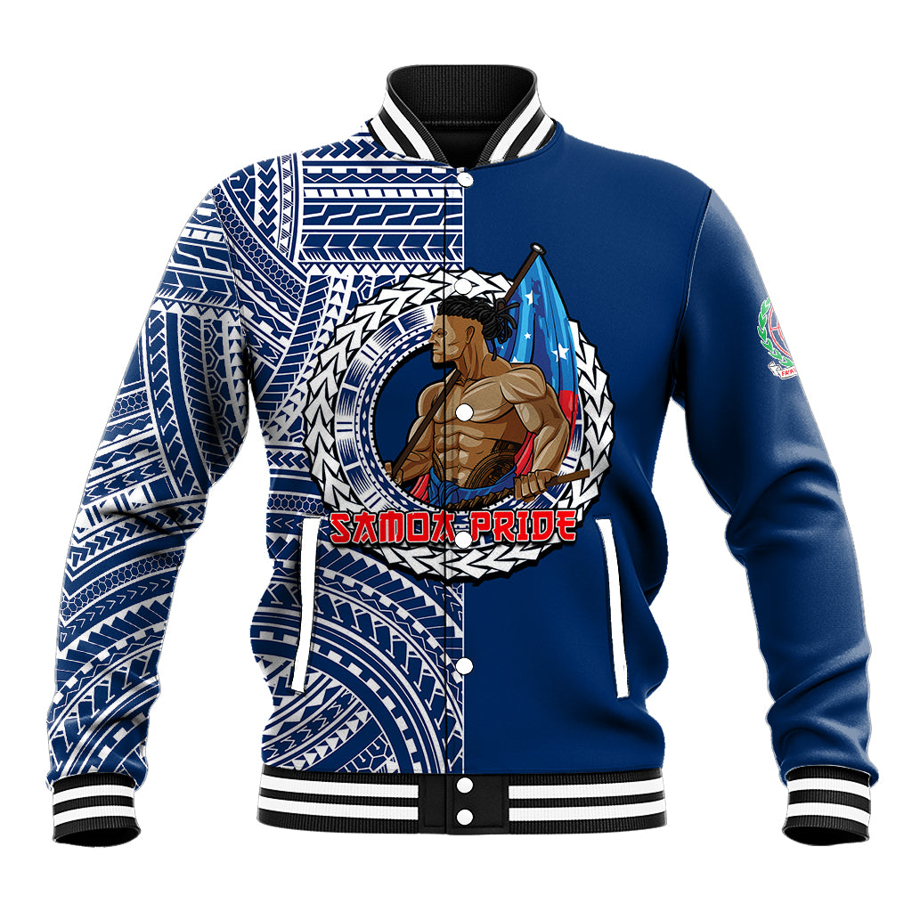 (Custom Personalised) Samoa Pride Baseball Jacket Polynesian Patterns Blue LT6 Unisex Blue - Polynesian Pride