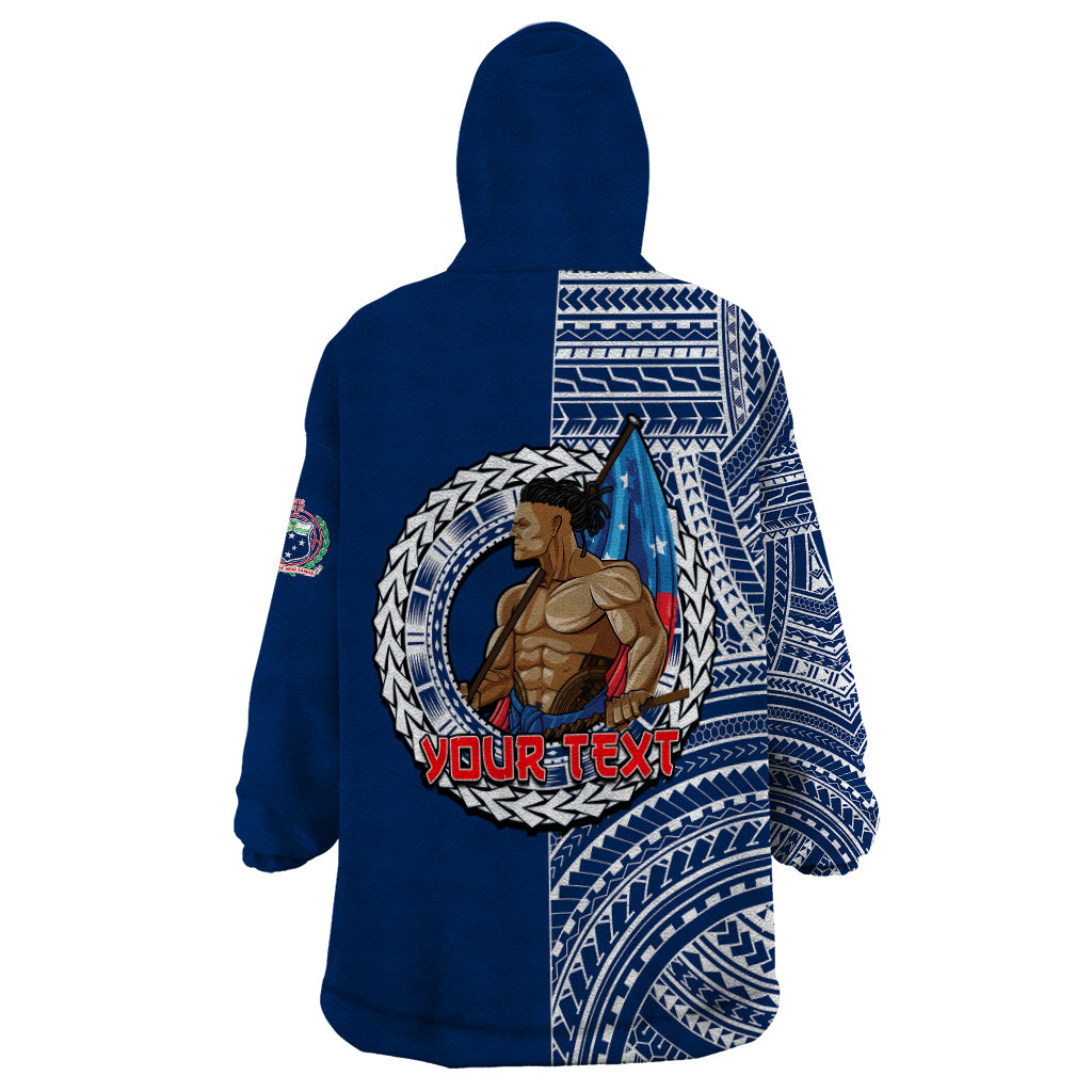 (Custom Personalised) Samoa Pride Wearable Blanket Hoodie Polynesian Patterns Blue LT6 - Polynesian Pride