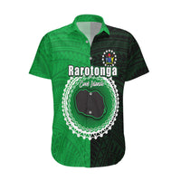Custom Rarotonga Of Cook Islands Hawaiian Shirt Mix Half Black LT6 Green - Polynesian Pride