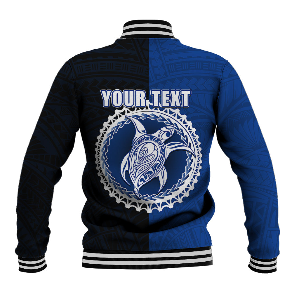 Custom Rakahanga Of Cook Islands Baseball Jacket Mix Half Black LT6 - Polynesian Pride