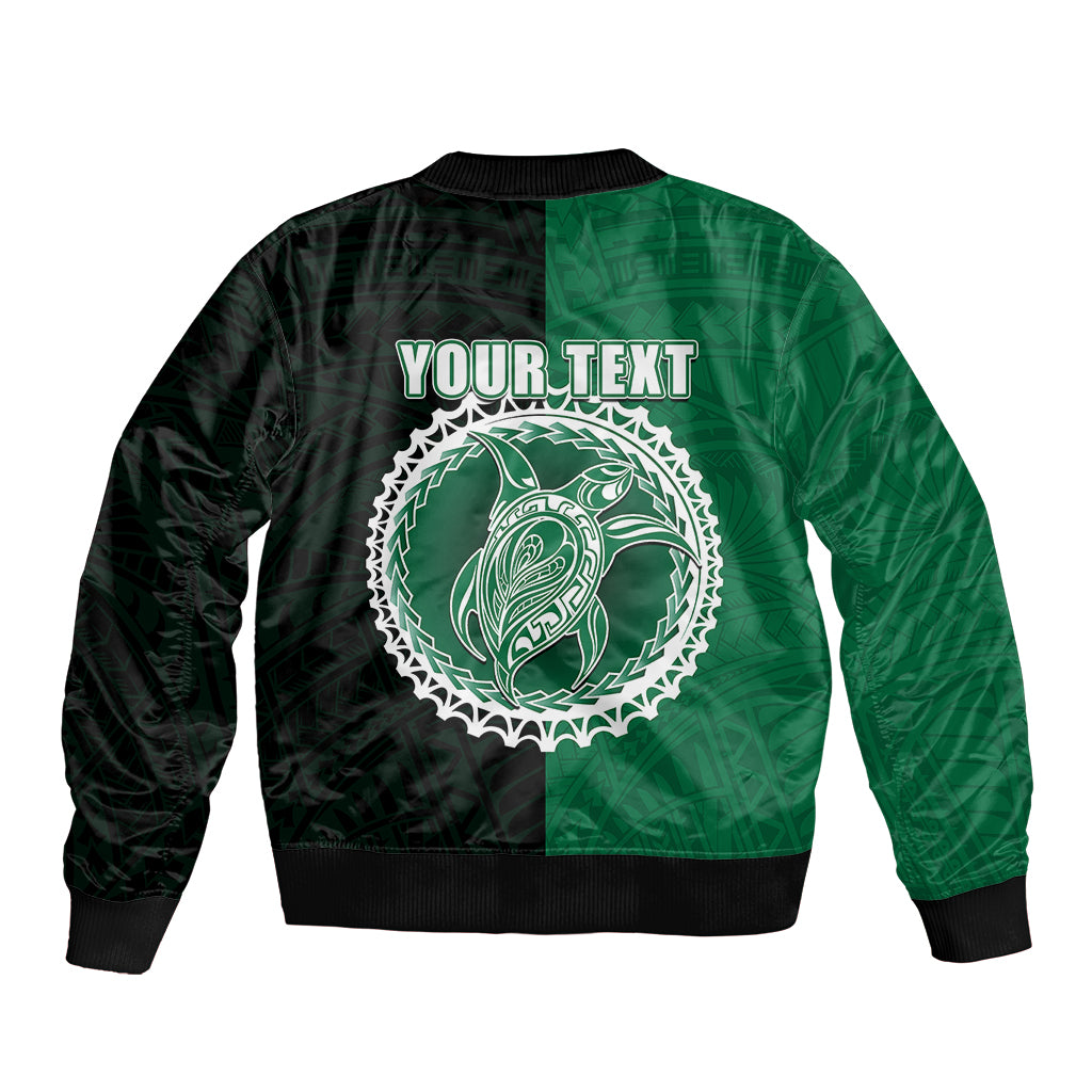 Custom Mitiaro Of Cook Islands Bomber Jacket Mix Half Black LT6 - Polynesian Pride