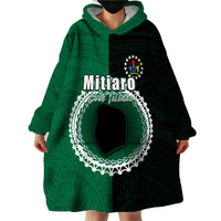 Custom Mitiaro Of Cook Islands Wearable Blanket Hoodie Mix Half Black LT6 - Polynesian Pride