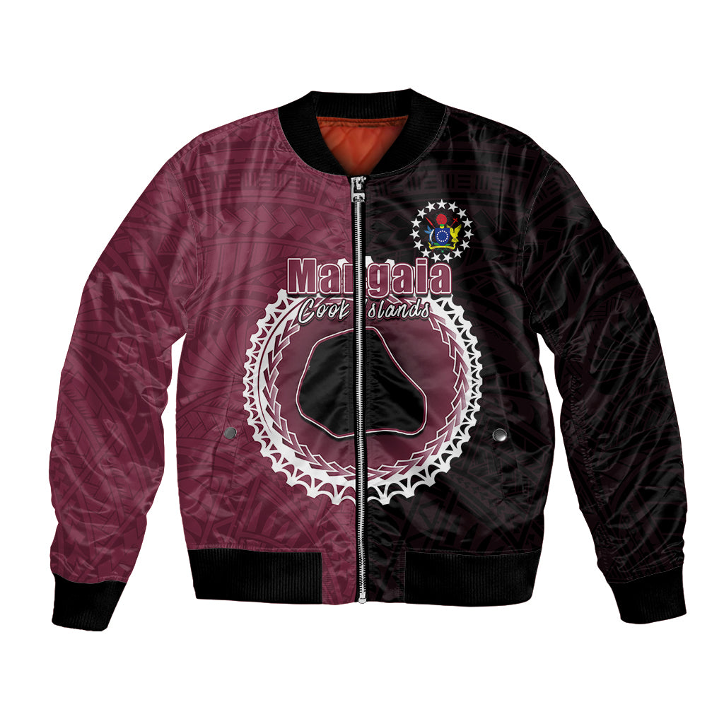 Custom Mangaia Of Cook Islands Bomber Jacket Mix Half Black LT6 Unisex Maroon - Polynesian Pride