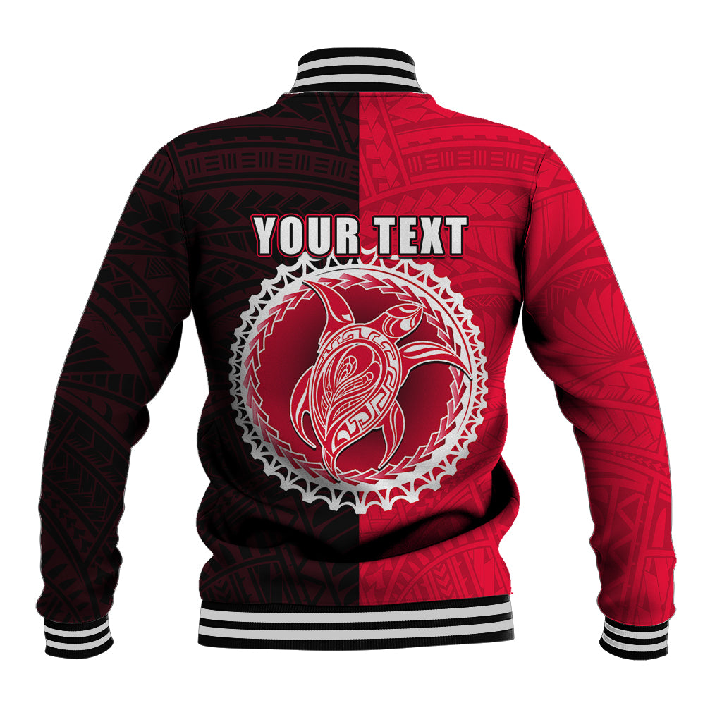 Custom Atiu Of Cook Islands Baseball Jacket Mix Half Black LT6 - Polynesian Pride