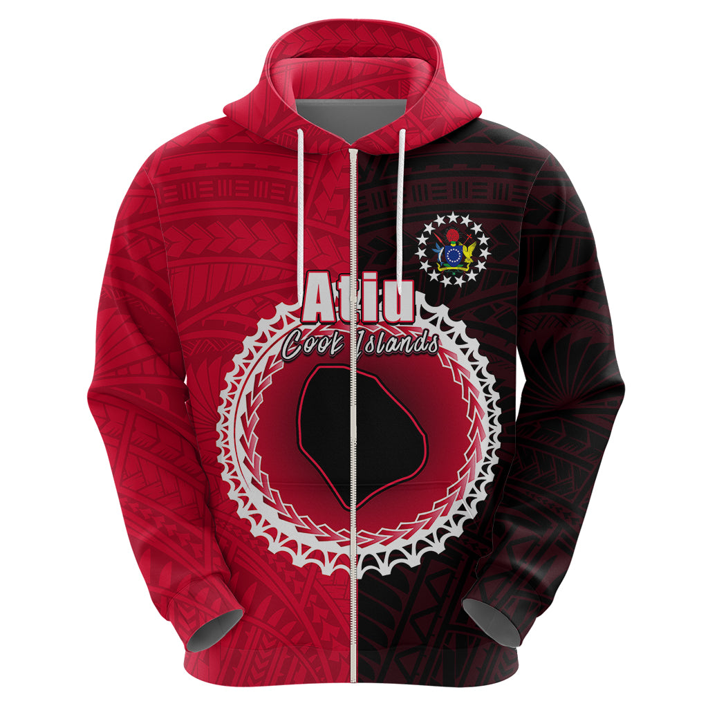 Custom Atiu of Cook Islands Hoodie Mix Half Black LT6 - Polynesian Pride