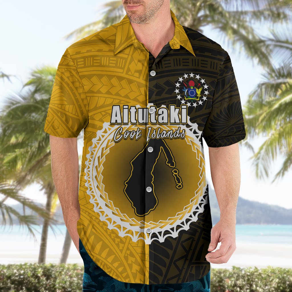 Custom Atutaki Of Cook Islands Hawaiian Shirt Mix Half Black LT6 - Polynesian Pride