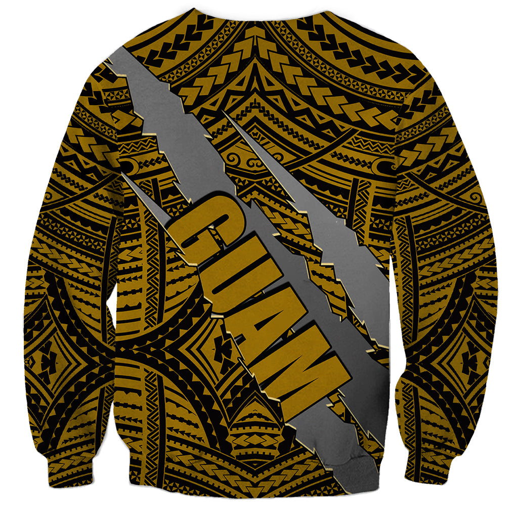 Polynesian Guam Sweatshirt with Coat Of Arms Claws Style - Gold LT6 - Polynesian Pride